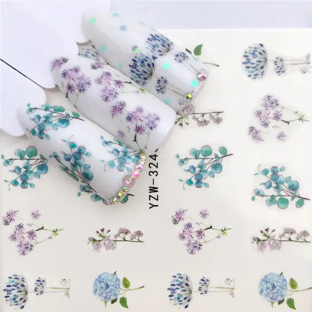 Flower hot air balloon nail art watermark sticker 40Style - Shop at LoveMi