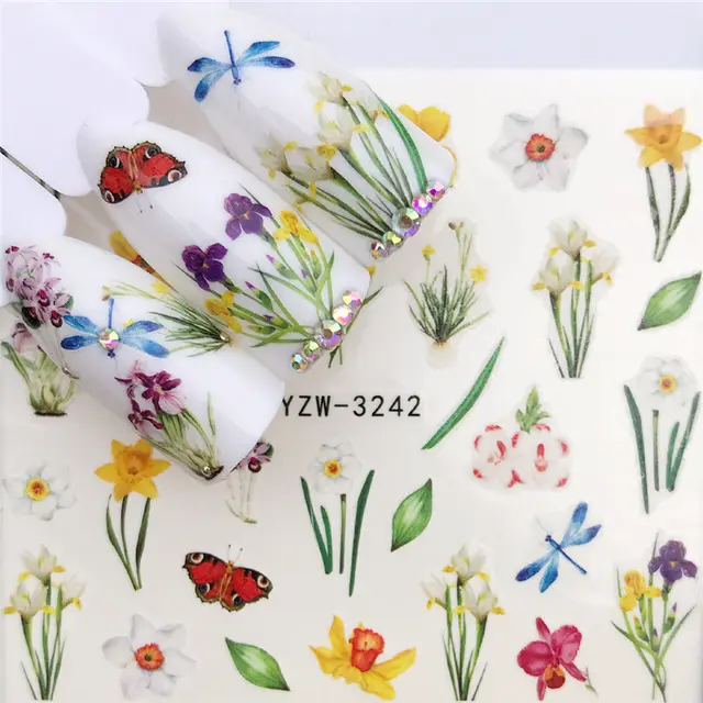 Flower hot air balloon nail art watermark sticker 42Style - Shop at LoveMi