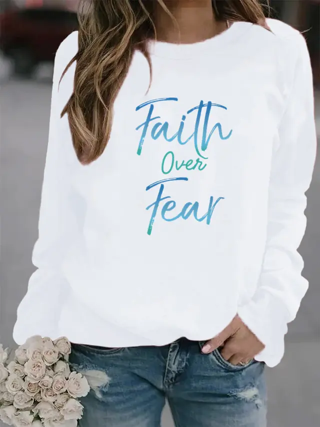 Faith Over Fear Sweater White - Shop at LoveMi