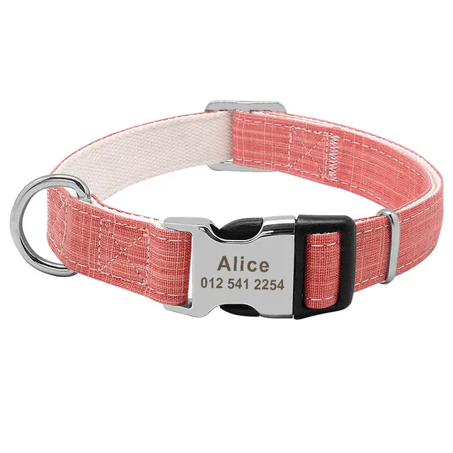 Pet Dog Collar Collar Supplies Large Dog Brand Name Lettering Anti lost Tag Golden Retriever Dog Brand Identity Card Customization Pink - Shop at LoveMi