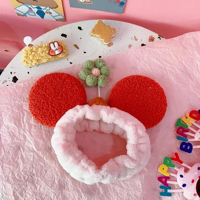 Small flower headband with cat ears Orange Red - Shop at LoveMi