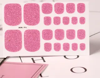 22 Nail Art Stickers Solid Color Green Onion Powder Foot Stickers - Pink