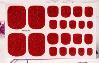 22 Nail Art Stickers Solid Color Green Onion Powder Foot Stickers - Red