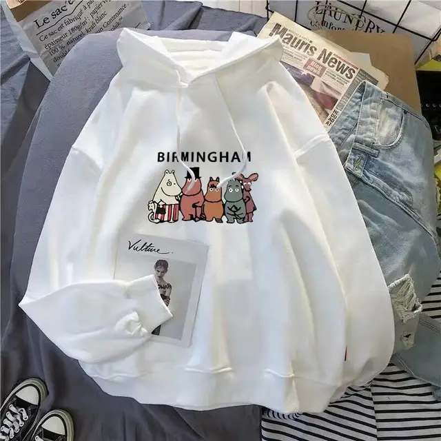 Women's loose coat hooded sweater Hippo White - Shop at LoveMi