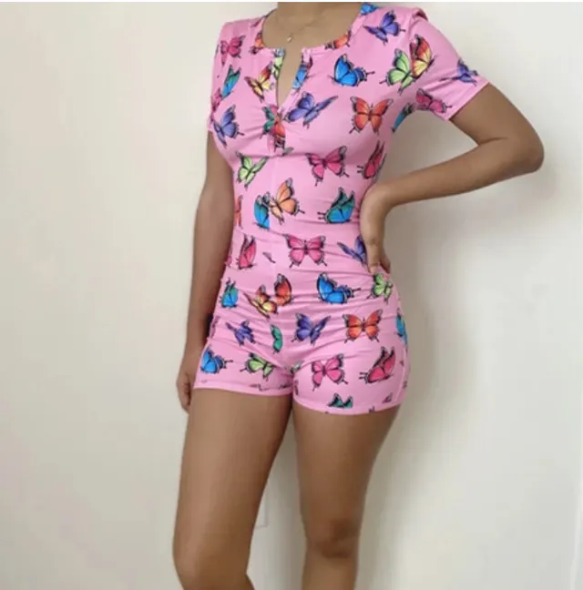 Short sleeve button jumpsuit Pink - Shop at LoveMi