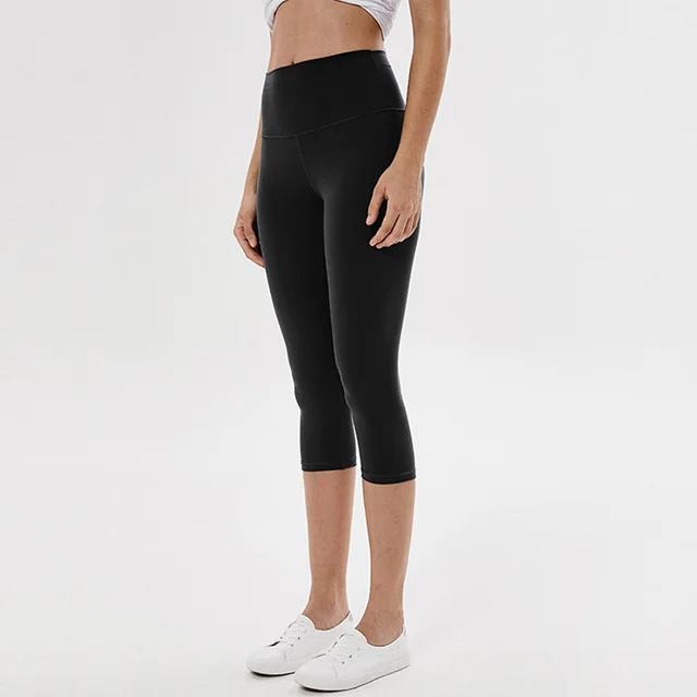 Sports tights solid color yoga cropped pants Black - Shop at LoveMi