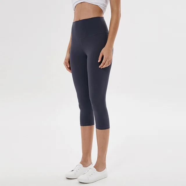Sports tights solid color yoga cropped pants Lilac Grey - Shop at LoveMi