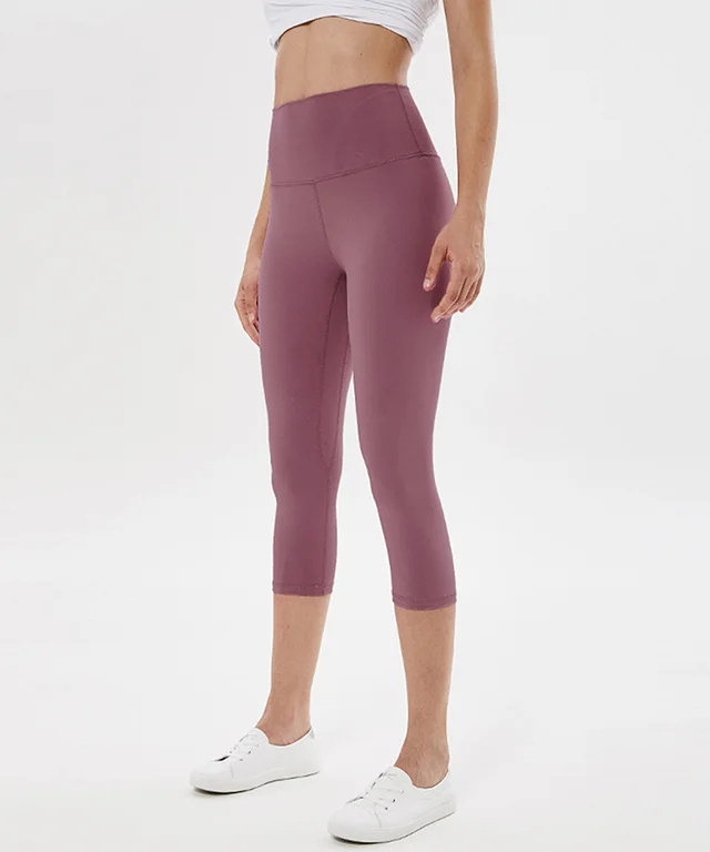 Sports tights solid color yoga cropped pants Merlot - Shop at LoveMi