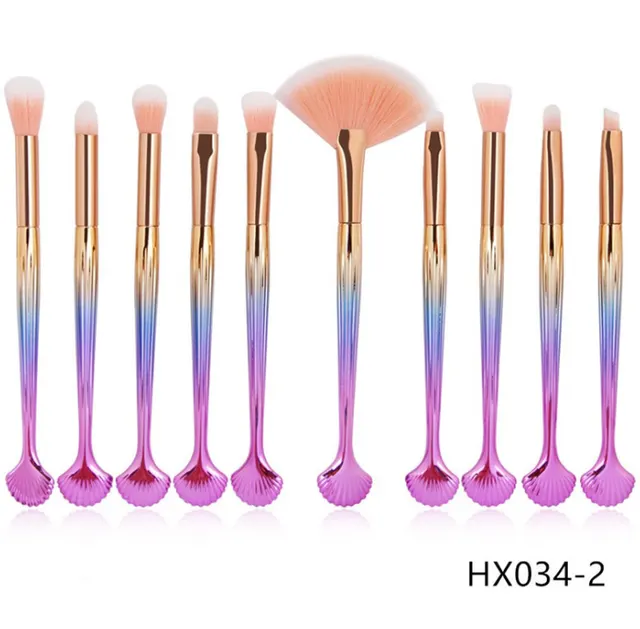 The Shell Makeup Brush Set Purple bristles 2Style - Shop at LoveMi