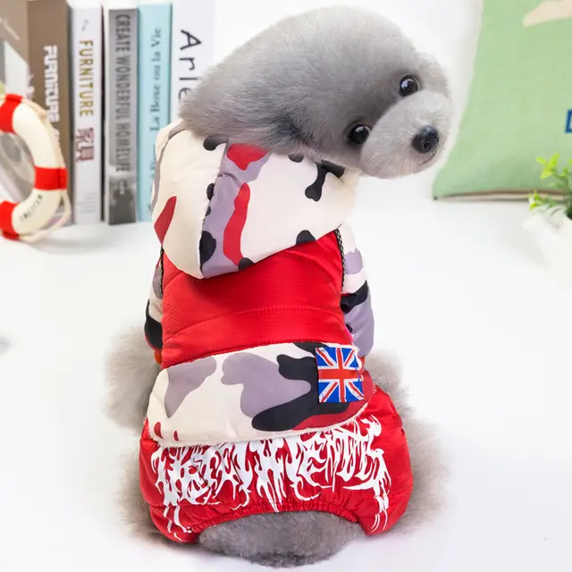 Four legged padded coat for dog clothes Red - Shop at LoveMi