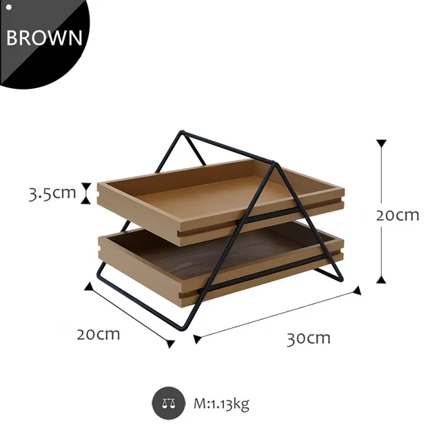 Modern Minimalist Style Drawer Storage Rack Double Layer Stationery Rack Brown - Shop at LoveMi