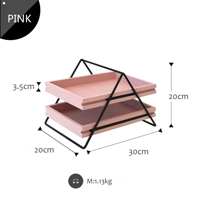 Modern Minimalist Style Drawer Storage Rack Double Layer Stationery Rack Pink - Shop at LoveMi