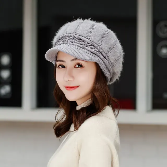 Rabbit wool knitted hat Grey - Shop at LoveMi