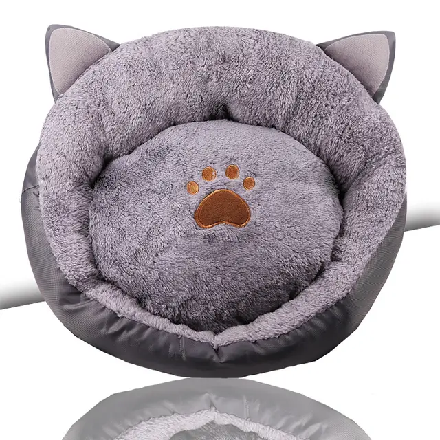 Cat ears kennel warm padded pet nest Gray - Shop at LoveMi