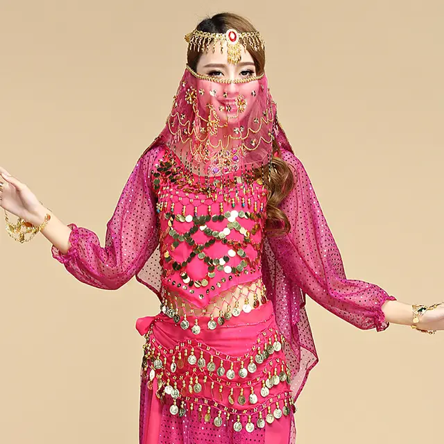 Belly dance plum blossom veil Rose Red - Shop at LoveMi