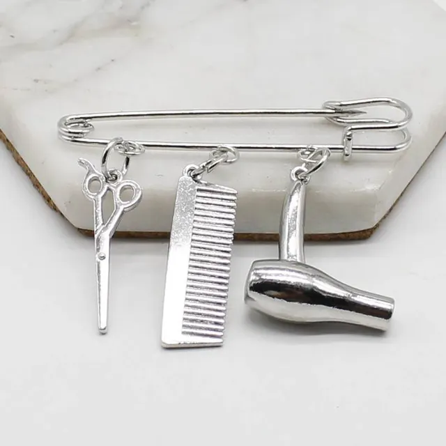 Washing, cutting and blowing metal brooch Silver - Shop at LoveMi