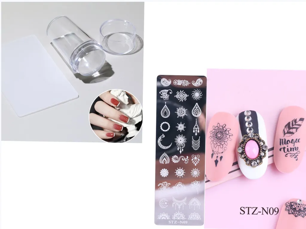 Nail print long steel plate - 5Set