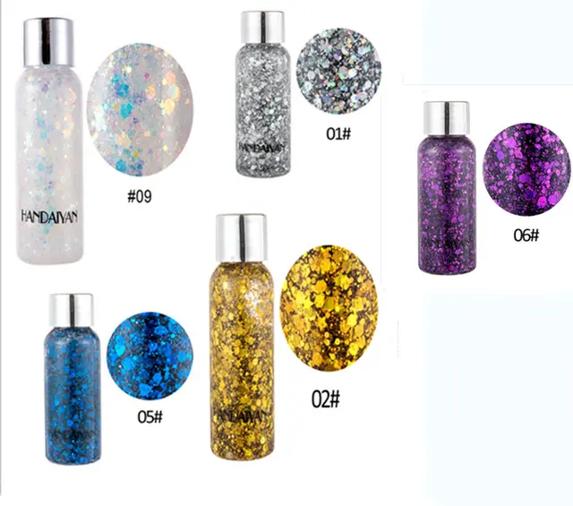 Eye Glitter Nail Hair Body Face Glitter Gel Art Heart Loose Sequins Cream Festival Glitter Decoration Party Tools 5Colors A Set - Shop at LoveMi
