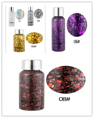 Eye Glitter Nail Hair Body Face Glitter Gel Art Heart Loose Sequins Cream Festival Glitter Decoration Party Tools - 5Colors D Set - View 1