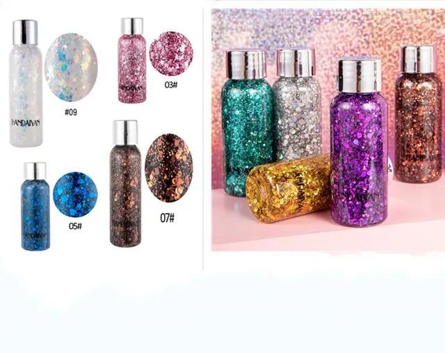 Eye Glitter Nail Hair Body Face Glitter Gel Art Heart Loose Sequins Cream Festival Glitter Decoration Party Tools All Color Set - Shop at LoveMi