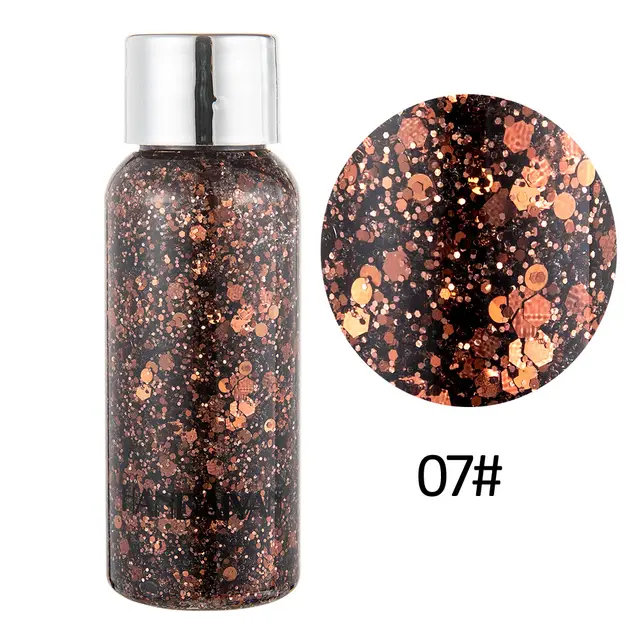 Eye Glitter Nail Hair Body Face Glitter Gel Art Heart Loose Sequins Cream Festival Glitter Decoration Party Tools Brown - Shop at LoveMi