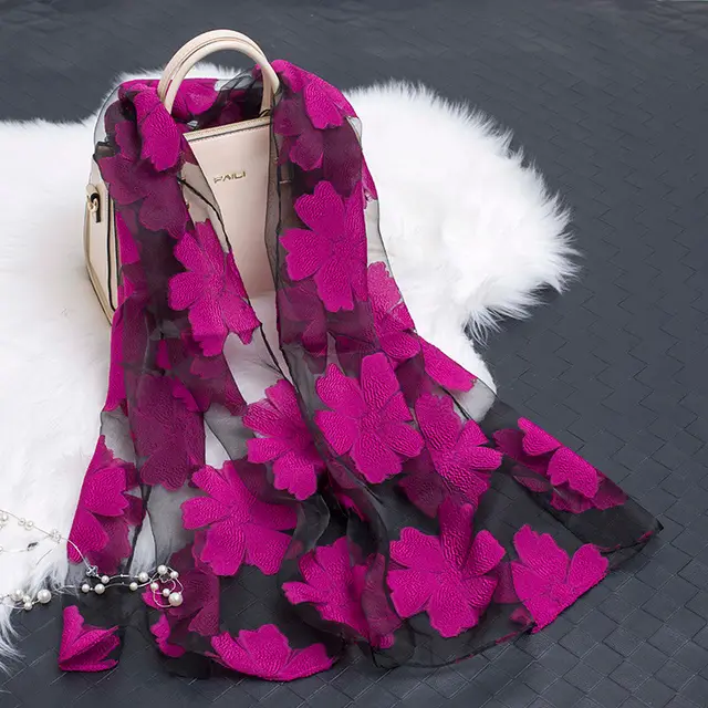 Cut flowers hollow silk scarf simulation silk scarf Rose Red - Shop at LoveMi