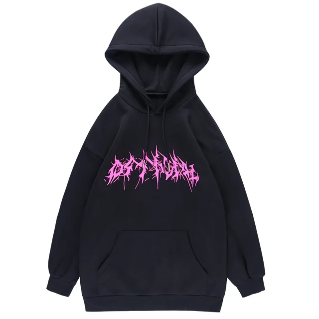 European And American Street Style Printed Hoodie Black - Shop at LoveMi