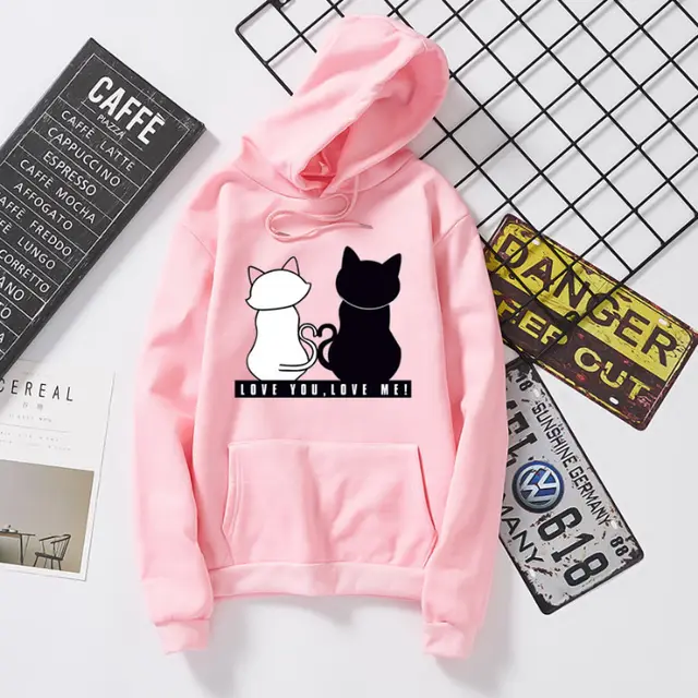 Winter Korean Harajuku style plus velvet thick hooded sweater Pink - Shop at LoveMi