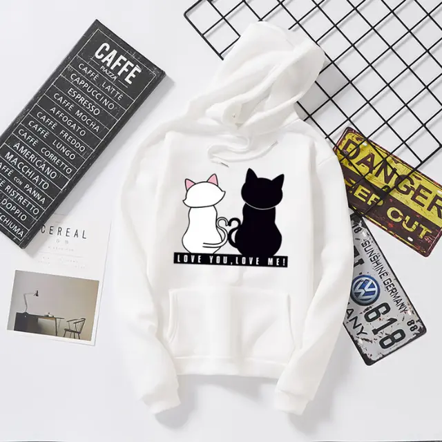 Winter Korean Harajuku style plus velvet thick hooded sweater White - Shop at LoveMi