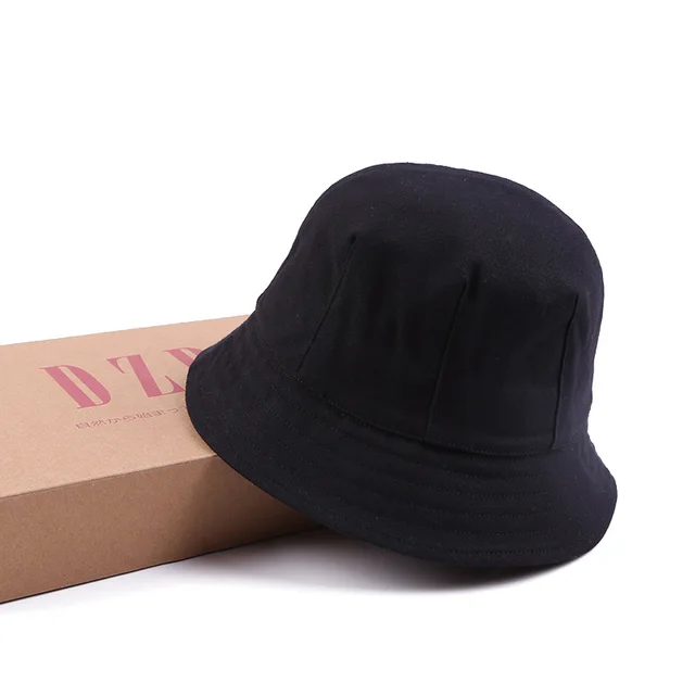 Wild short brim dome fisherman hat cotton basin hat Black - Shop at LoveMi