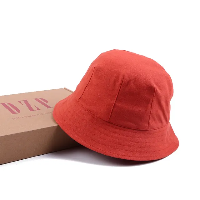 Wild short brim dome fisherman hat cotton basin hat Orange - Shop at LoveMi