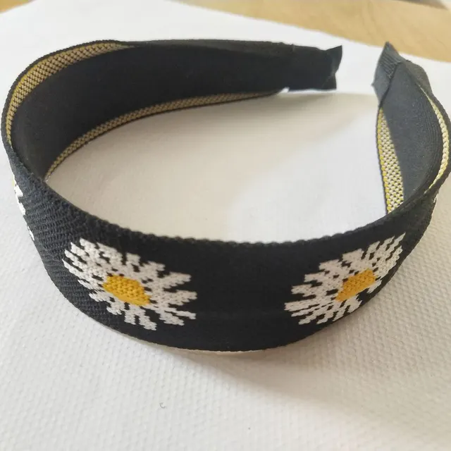 Hair Accessories Knitted Daisy Big Bow Headband Black - Shop at LoveMi