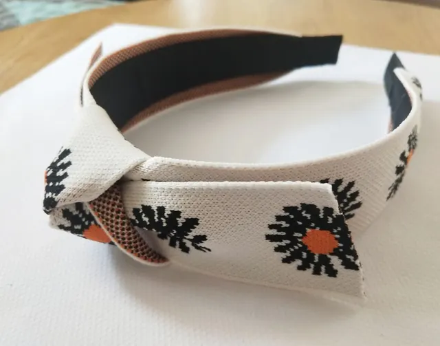 Hair Accessories Knitted Daisy Big Bow Headband White - Shop at LoveMi