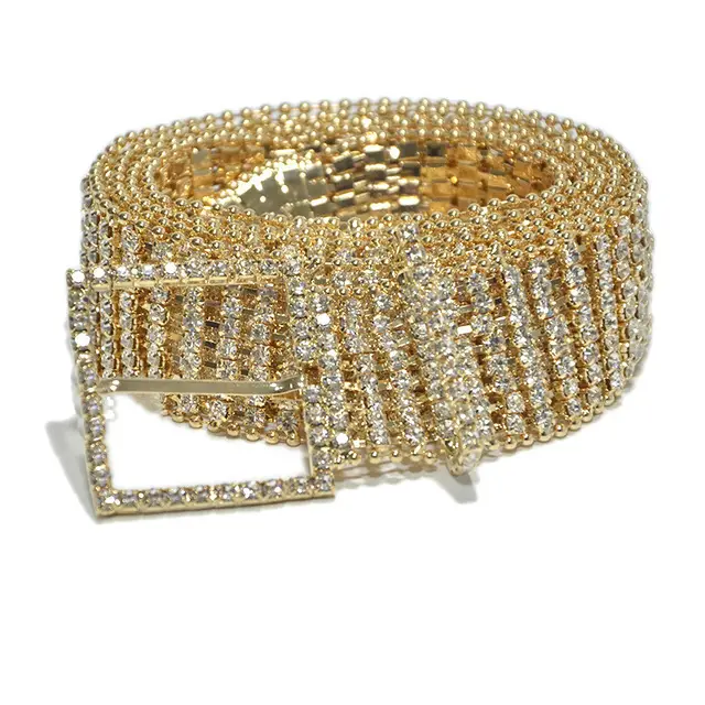 Eight row Bright Diamond and Crystal Diamond Belt Chain Gold - Shop at LoveMi