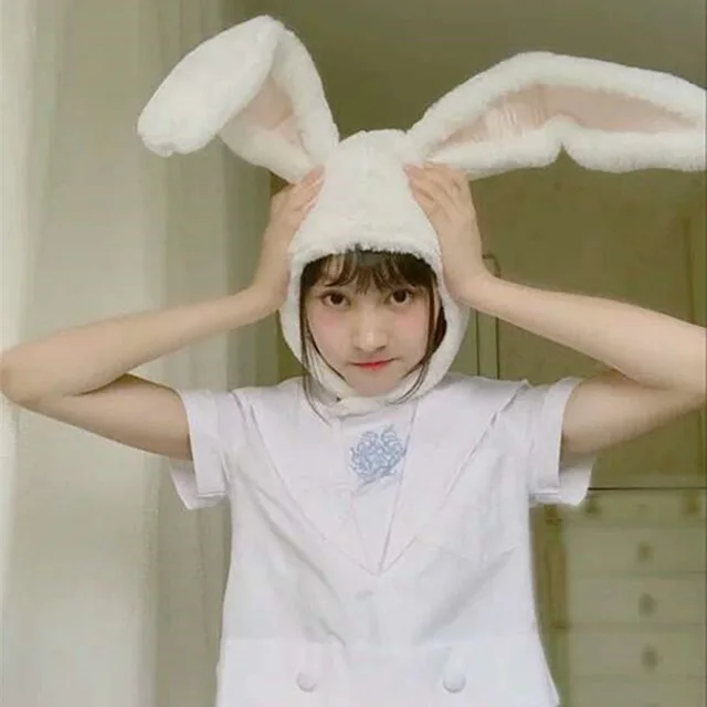 Cute Girl Hat Plush Rabbit Bunny Ears Hat Earflap Cap Head Warmer Head Wear Rabbit - Shop at LoveMi