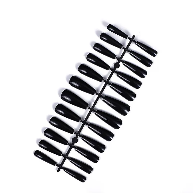 24 trapezoidal long false ballet nails Black - Shop at LoveMi