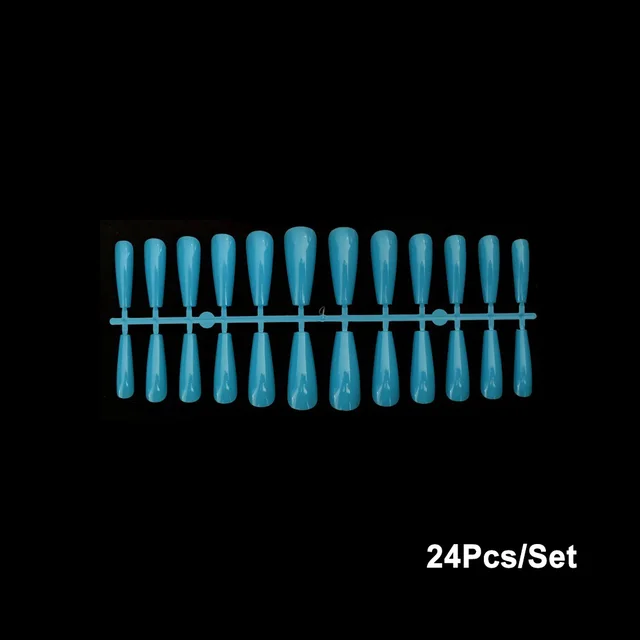24 trapezoidal long false ballet nails Blue - Shop at LoveMi