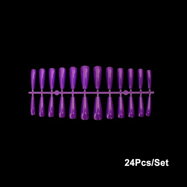 24 trapezoidal long false ballet nails Purple - Shop at LoveMi
