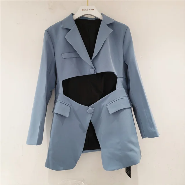 Irregular suit with waist Blue - Shop at LoveMi