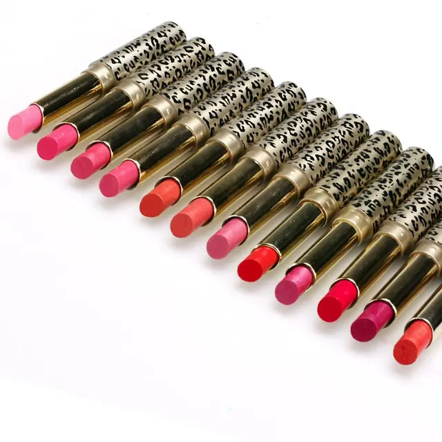 Golden Leopard Tube Lipstick Lip Balm Moisturizing 12 Color Blend Lipstick - Shop at LoveMi