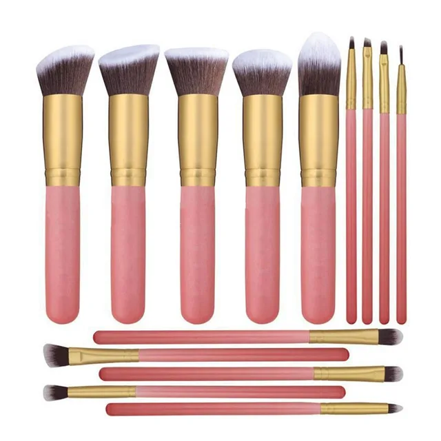 Wood Handle Makeup Brush Set Pink Gold - Shop at LoveMi
