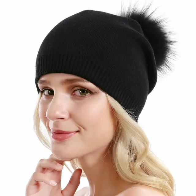 Fur Pompom Hats Black - Shop at LoveMi