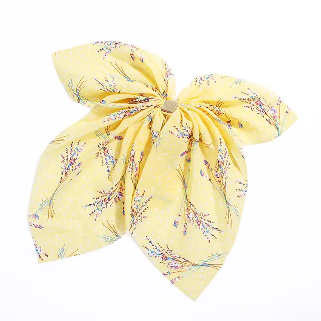 Floral Chiffon Big Bow Hairpin Dot Yellow - Shop at LoveMi