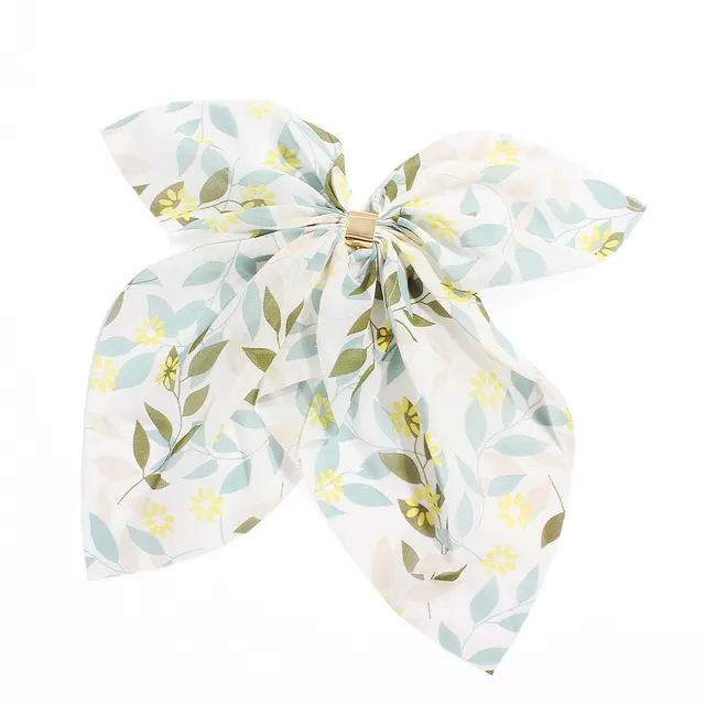 Floral Chiffon Big Bow Hairpin Leaves Green - Shop at LoveMi