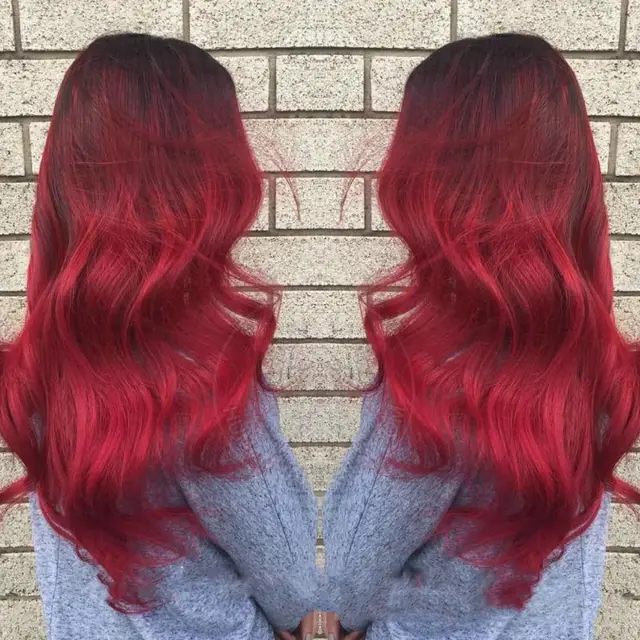Black Gradient Wine Red Fluffy Big Wave Chemical Fiber Full Headgear Wine Red - Shop at LoveMi