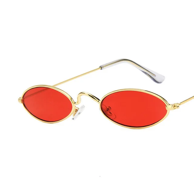 Retro oval frame sunglasses Europe and America Golden Red - Shop at LoveMi