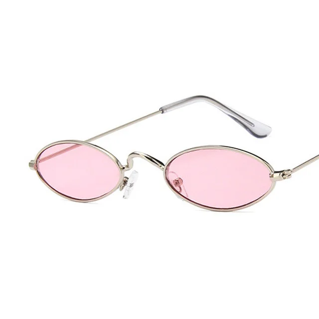 Retro oval frame sunglasses Europe and America Silver Pink - Shop at LoveMi