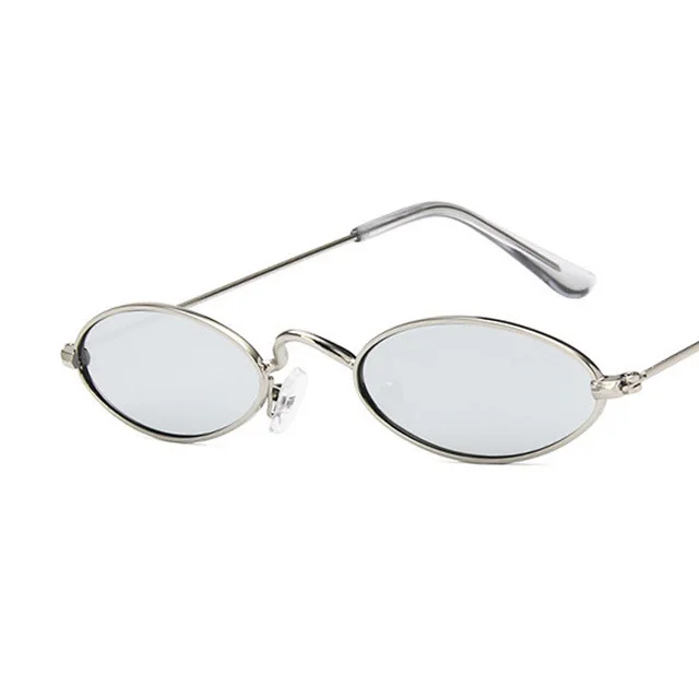 Retro oval frame sunglasses Europe and America Silver White - Shop at LoveMi