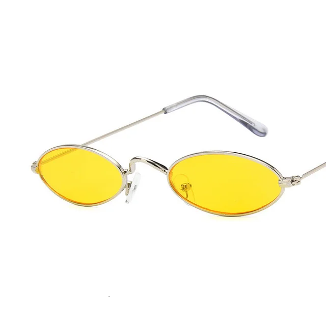 Retro oval frame sunglasses Europe and America Silver Yellow - Shop at LoveMi