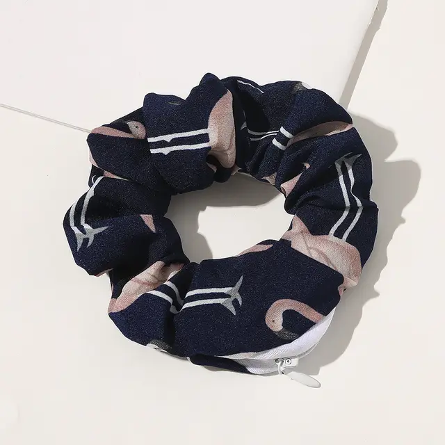 Zipper Large Intestine Ring Head Ring Navy - Shop at LoveMi